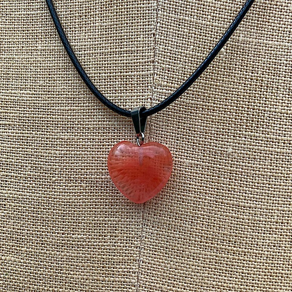 Hand Crafted Jewelry - Handmade Genuine Stone Heart Amulet Necklace
